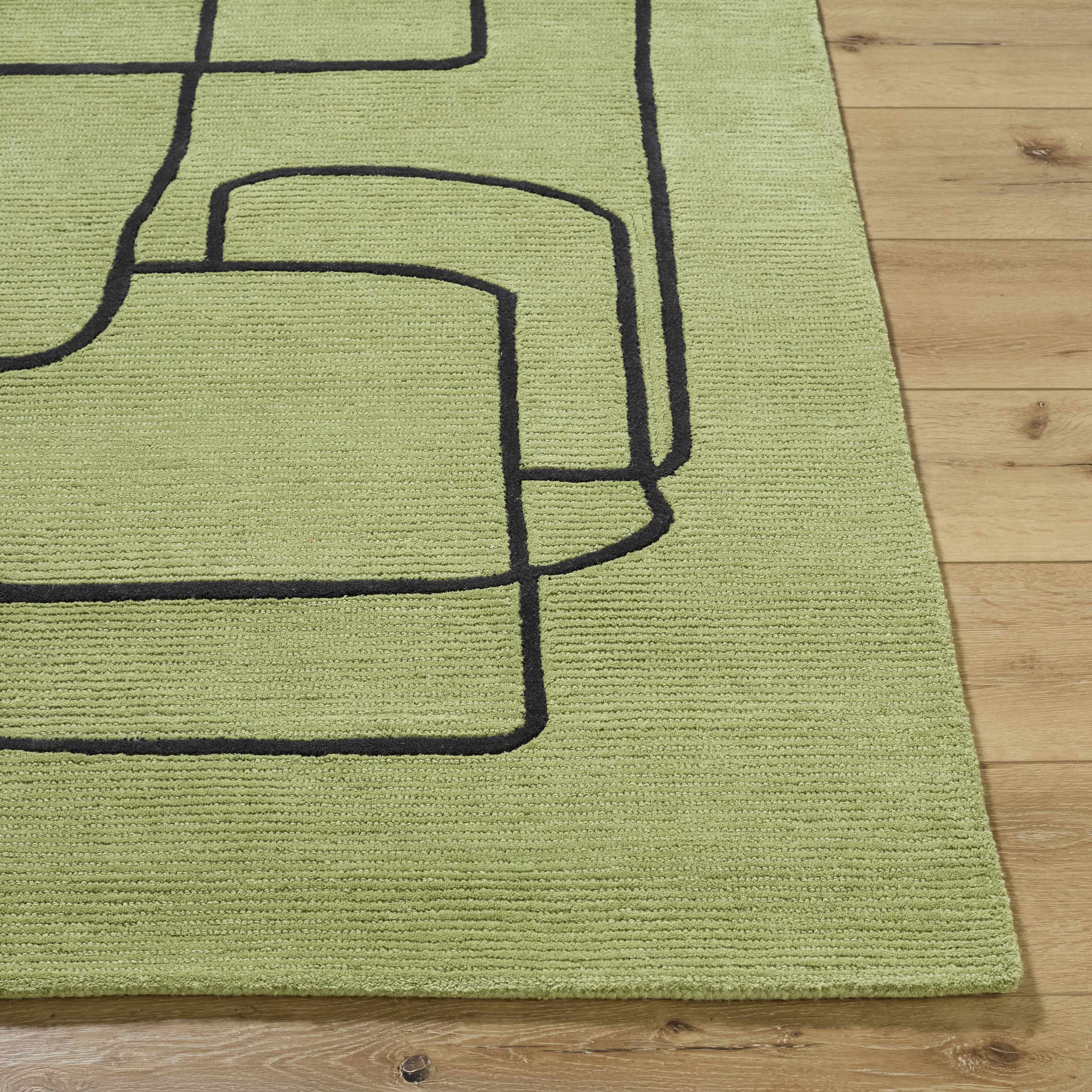 Vatsa Green Abstract Area Rug