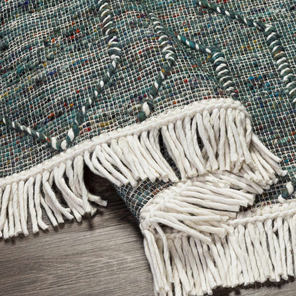 Dark Blue Takaungu Wool Blend Braided Tassel Area Rug - Clearance