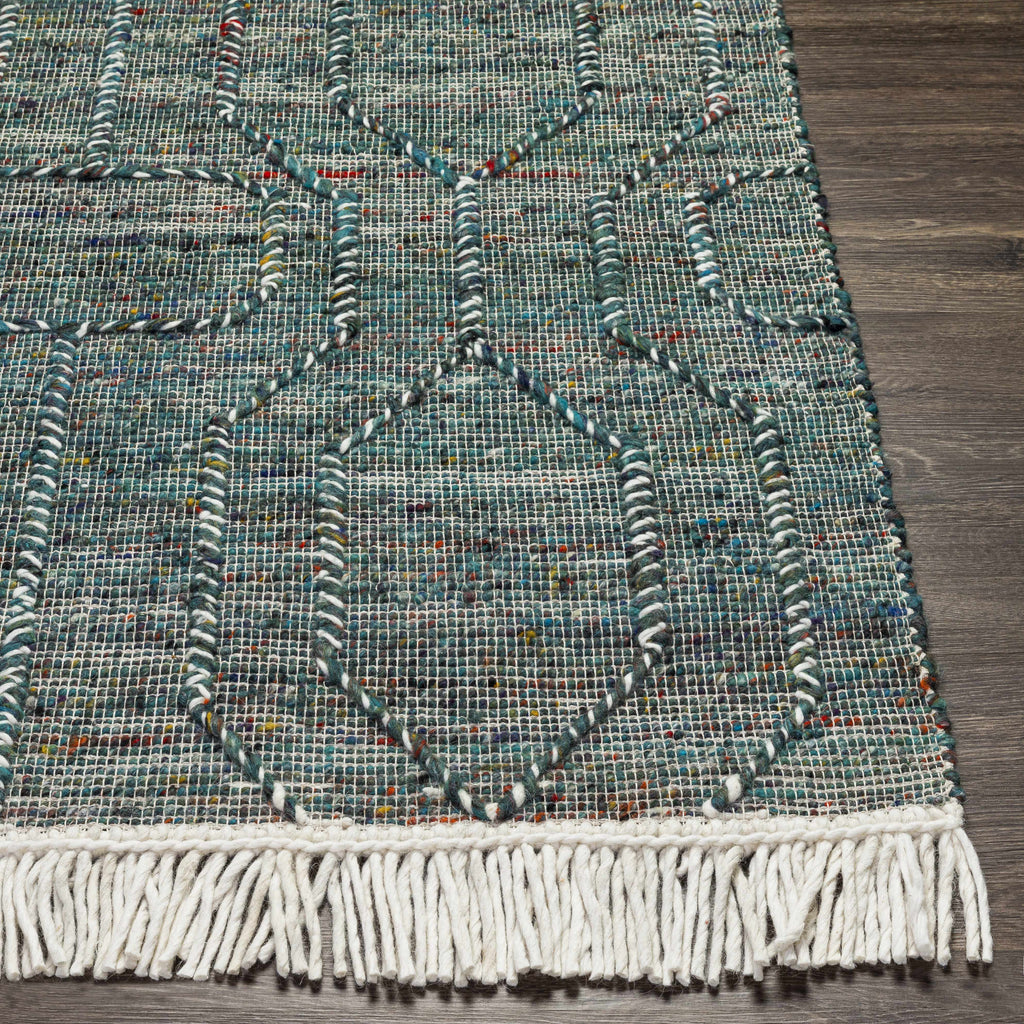 Dark Blue Takaungu Wool Blend Braided Tassel Area Rug - Clearance